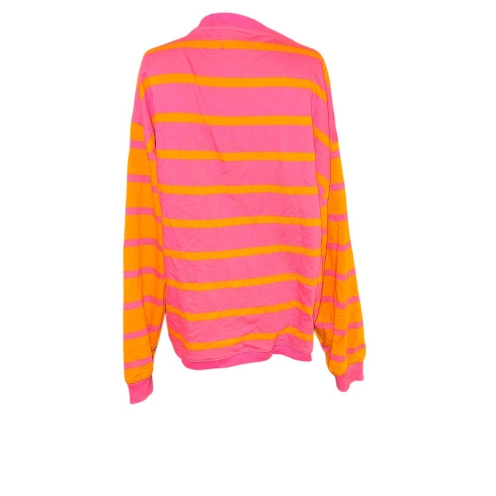 Free People Pink and Orange Oversized Striped Cardigan Sweater - Picture 2 of 4